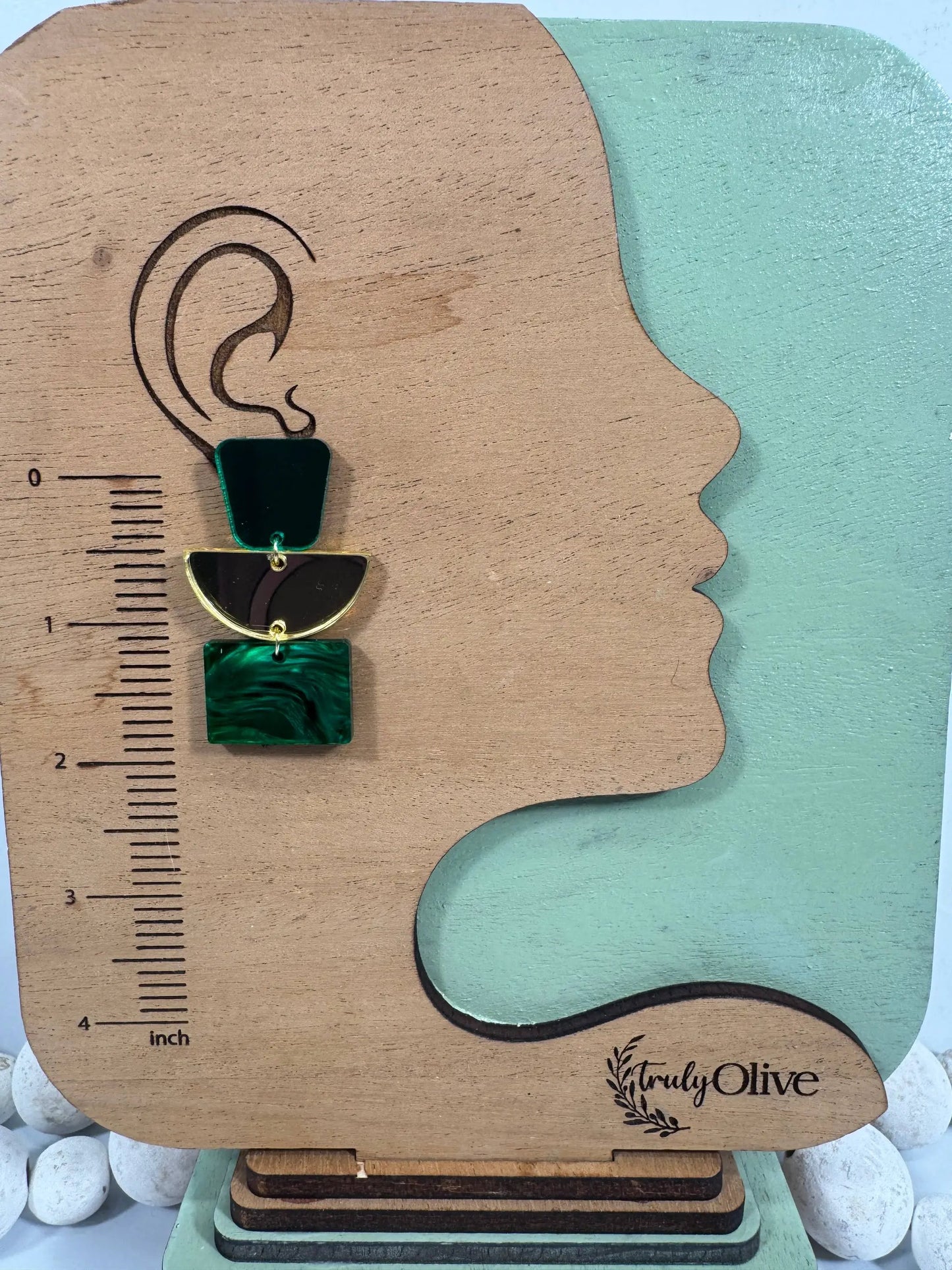 Truly Olive Green and Gold Dazzling Holiday Dangles - Earrings Dangle Earrings