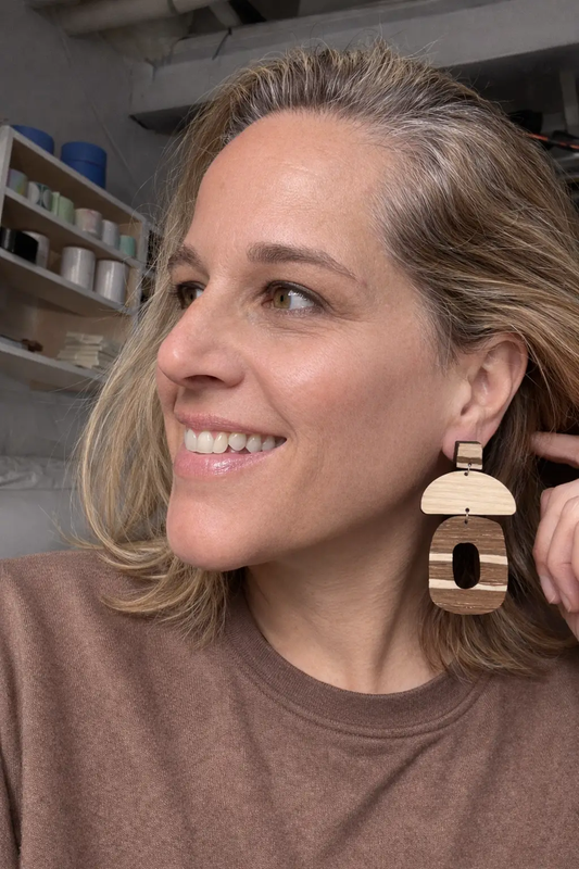 Truly Olive Cafe Mocha Chai Wooden Earrings - Earrings Dangle Earrings