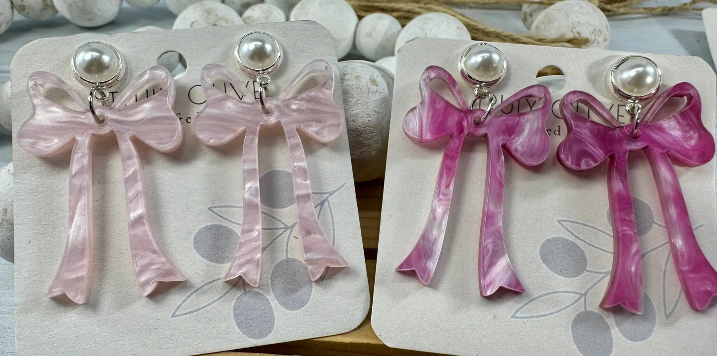 Trulyolive Pink Cochette Bow Post Earrings - Earrings