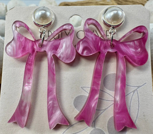 Trulyolive Pink Cochette Bow Post Earrings - Earrings