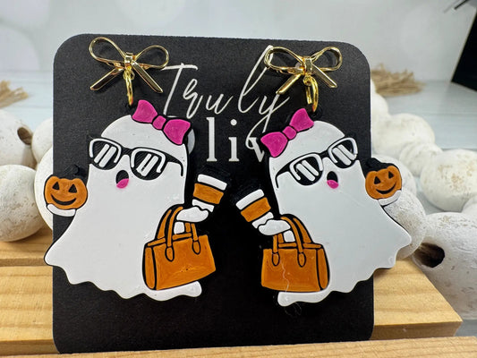 Trulyolive Cute Ghost, Pumpkin & Bat Halloween Earrings | Handmade Spooky Season Statement Earrings - Earrings