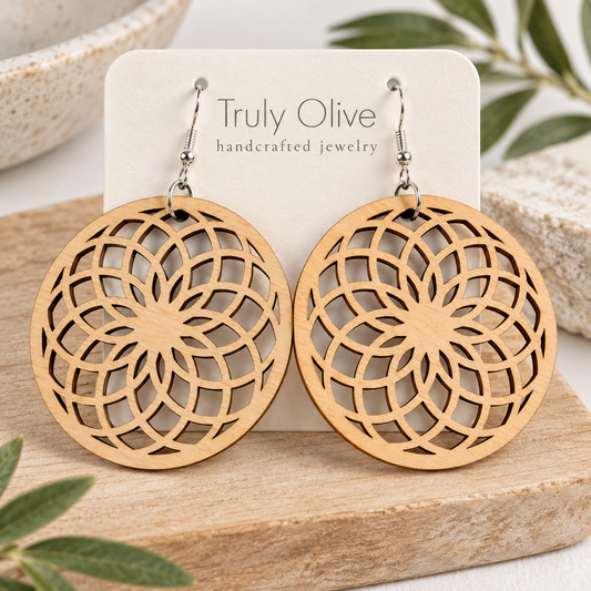 Truly Olive Wooden Boho Earrings All Day Wear - Earrings Dangle Earrings