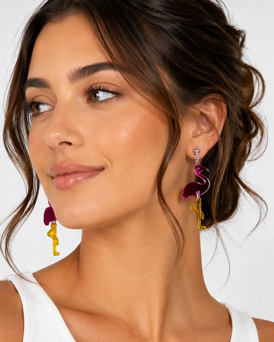 Trulyolive Pink Flamingo Earrings - Earrings
