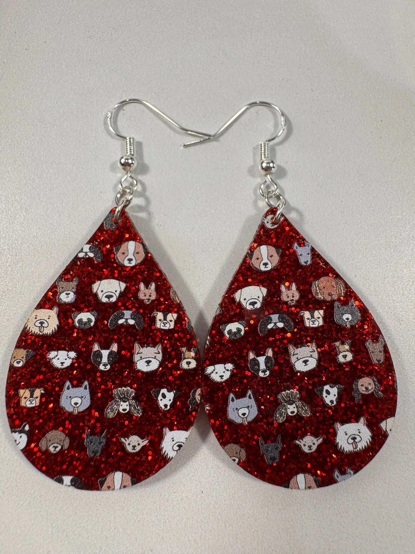 Truly Olive Adorable Red Acrylic Dog Face Earrings - Earrings Dangle Earrings
