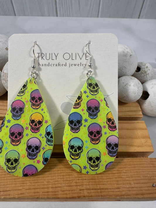 Truly Olive Halloween Skull Pumpkins - Earrings Dangle Earrings