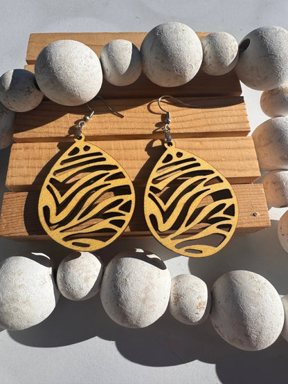 Truly Olive Lightweight Wooden Earrings - Earrings Dangle Earrings
