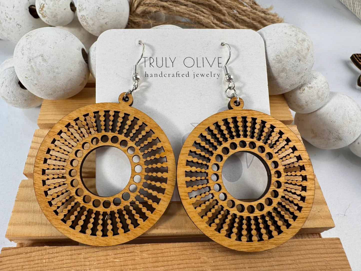 Truly Olive Quality Wood Handcrafted Lightweight Wood Earrings - Earrings Dangle Earrings