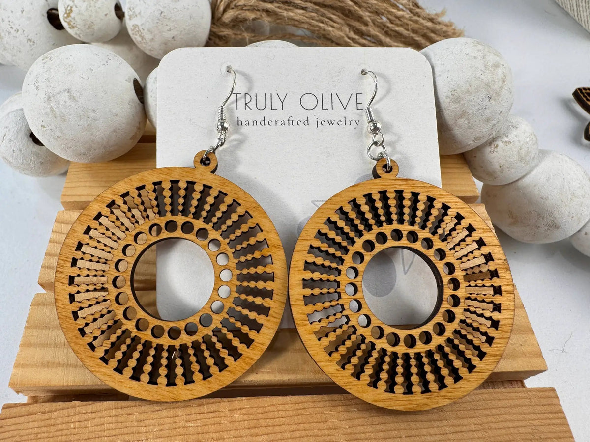 Truly Olive Quality Wood Handcrafted Lightweight Wood Earrings - Earrings Dangle Earrings