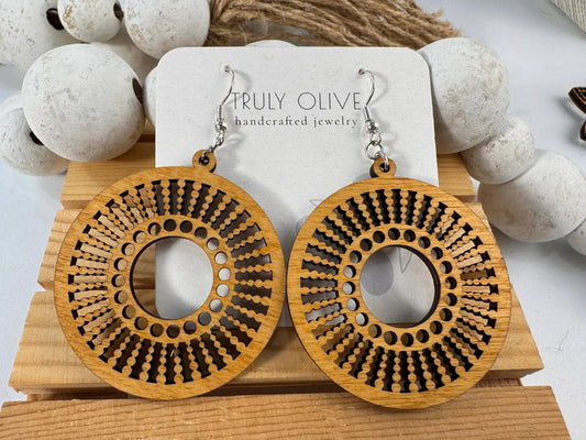 Truly Olive Quality Wood Handcrafted Lightweight Wood Earrings - Earrings Dangle Earrings