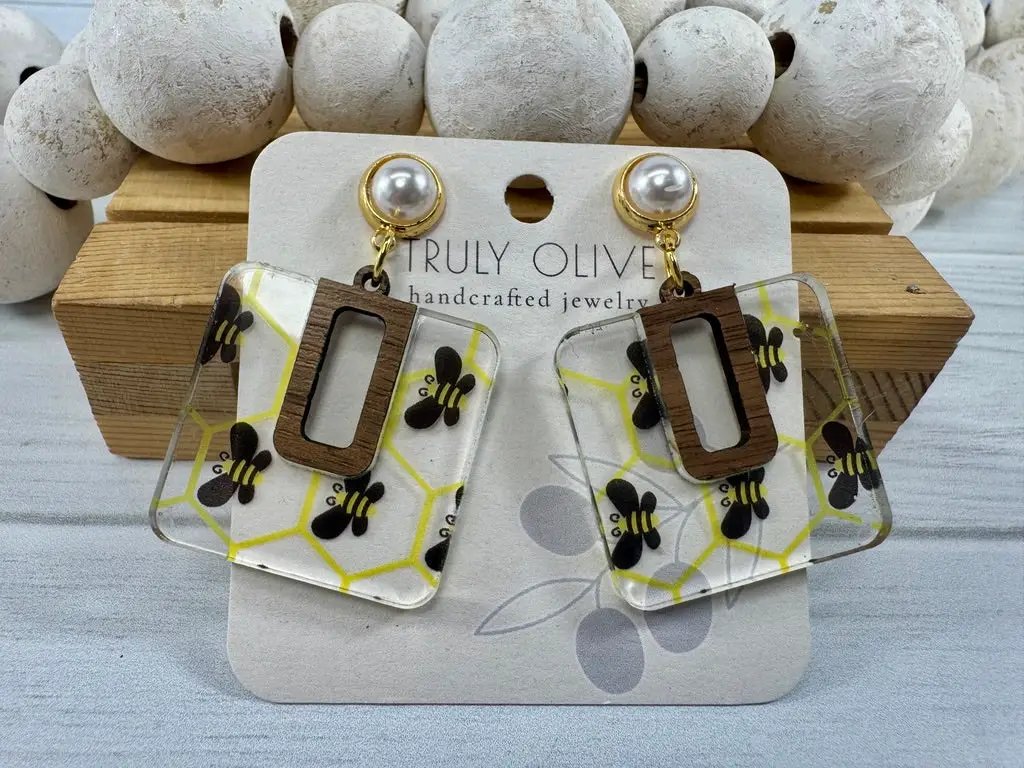 Trulyolive Yellow Bumble Bee Dangle Drop Earrings - Earrings Dangle Earrings