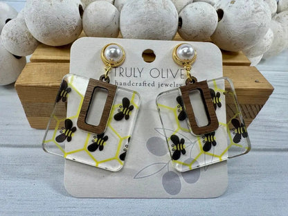 Trulyolive Yellow Bumble Bee Dangle Drop Earrings - Earrings Dangle Earrings