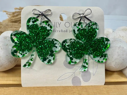 Trulyolive St Patty's Day 4 Leaf Clover Dangle Earrings - Earrings