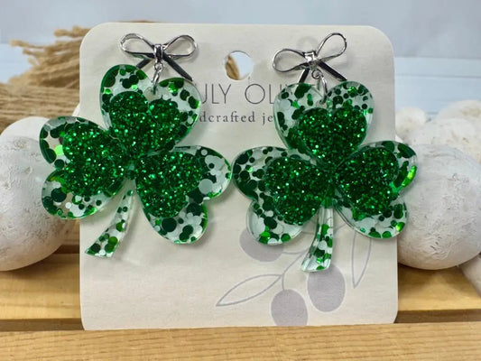 Trulyolive St Patty's Day 4 Leaf Clover Dangle Earrings - Earrings
