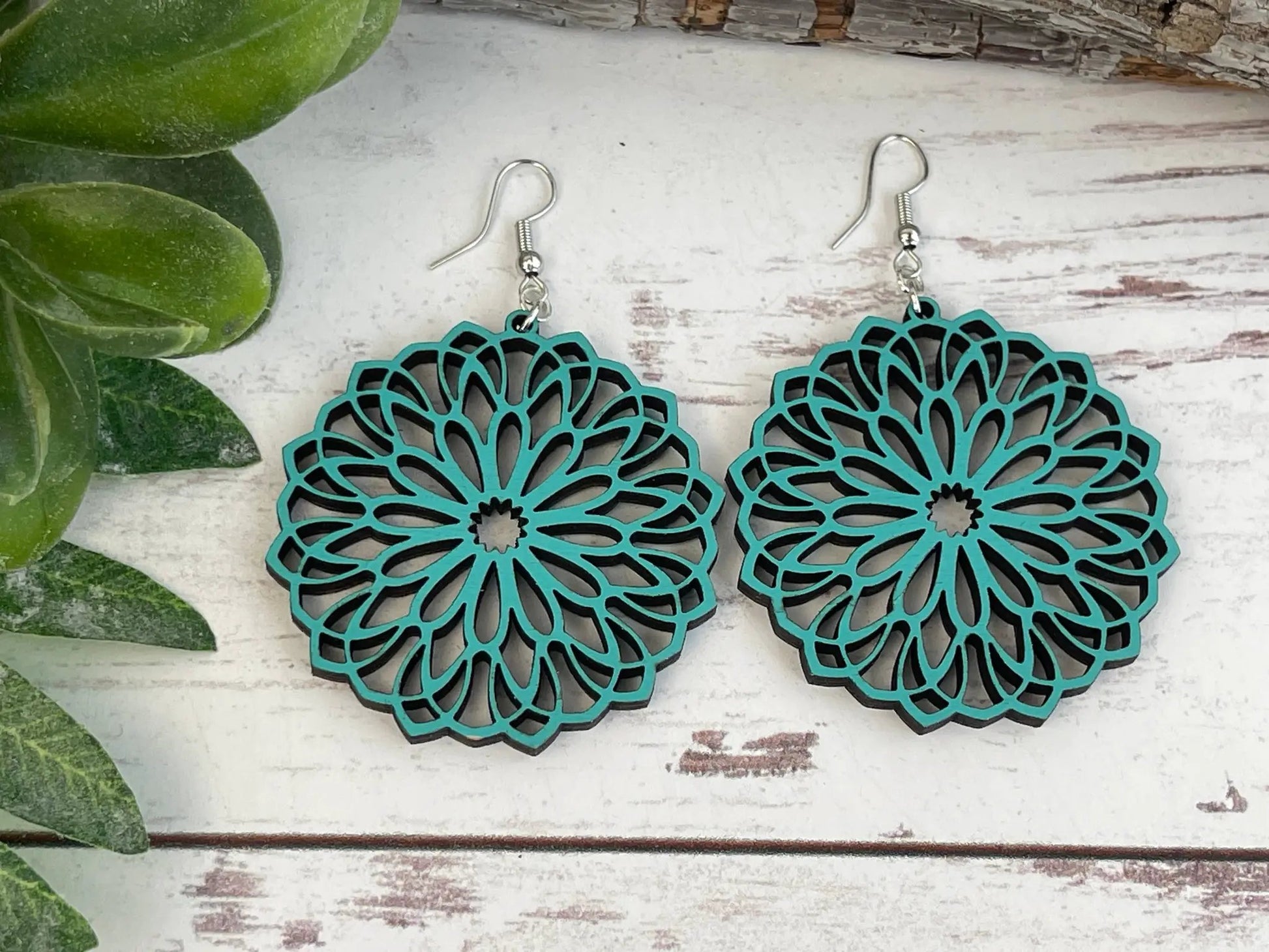 Truly Olive Wooden Oval Lightweight Earrings - Earrings Dangle Earrings