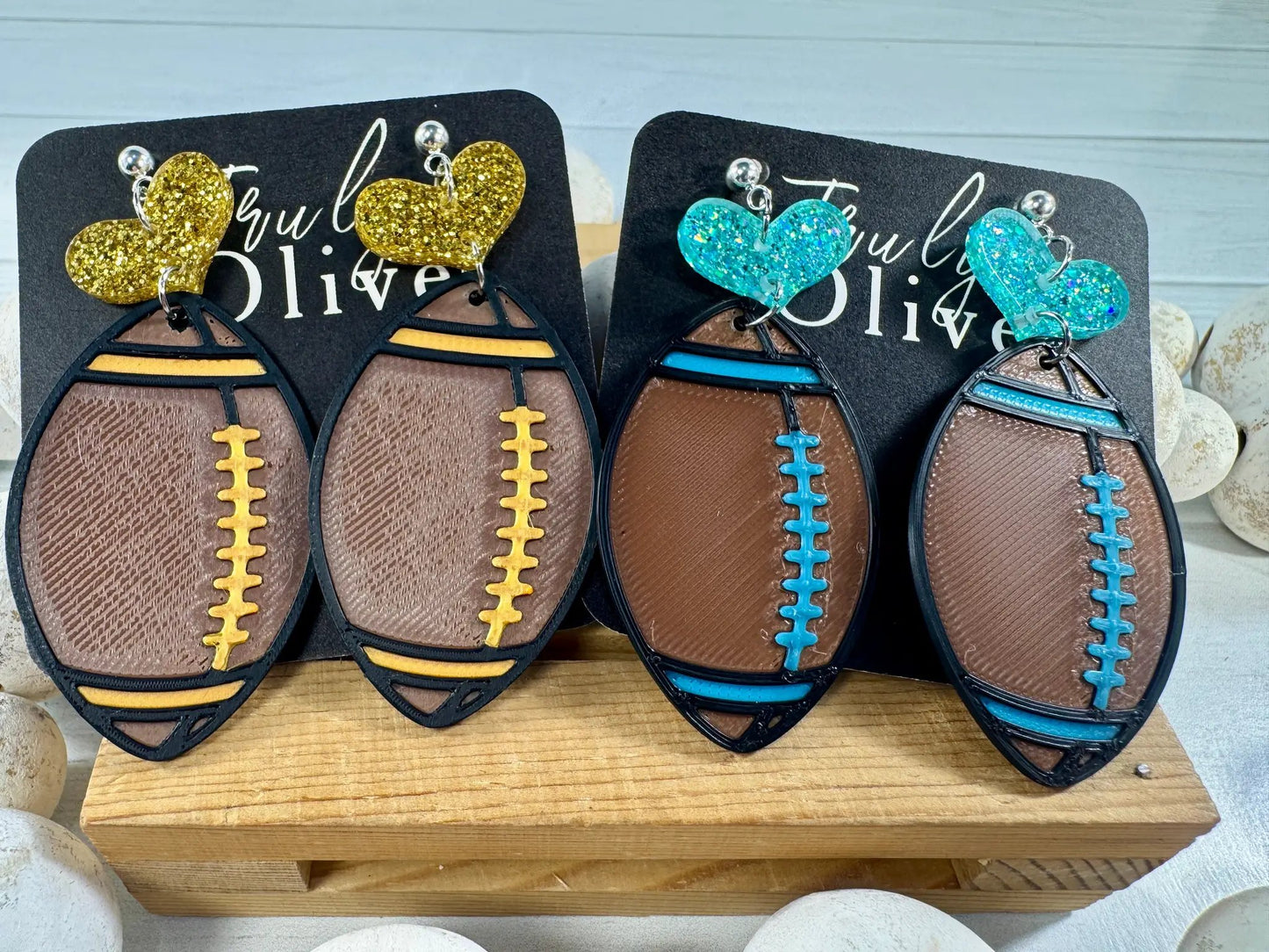 Truly Olive Customizable Football Earrings Choose Your Team Colors Game Day Statement Jewelry 2026 - Earrings Dangle Earrings