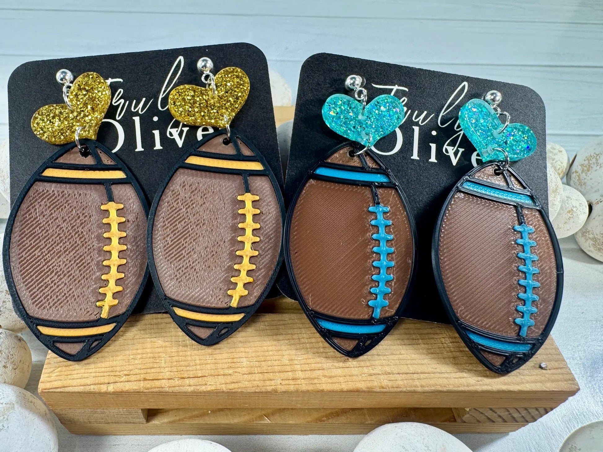 Truly Olive Customizable Football Earrings Choose Your Team Colors Game Day Statement Jewelry 2026 - Earrings Dangle Earrings