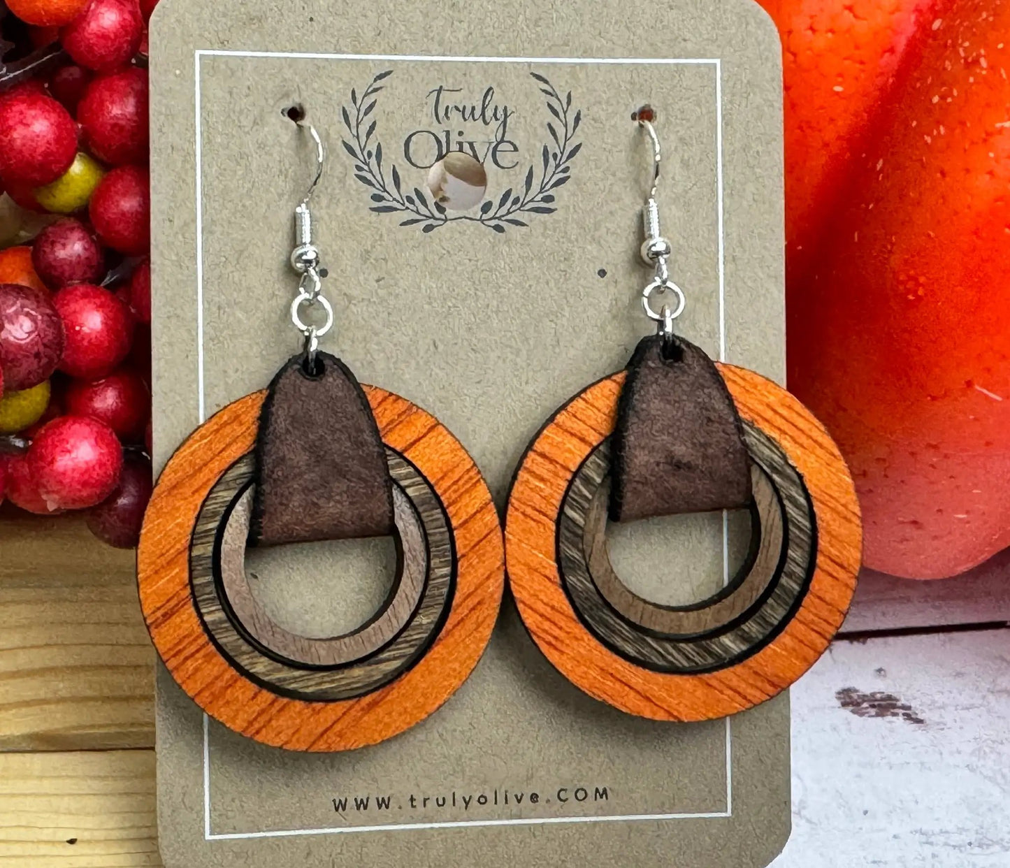 Truly Olive Wood Hoop Earrings - Earrings Dangle Earrings
