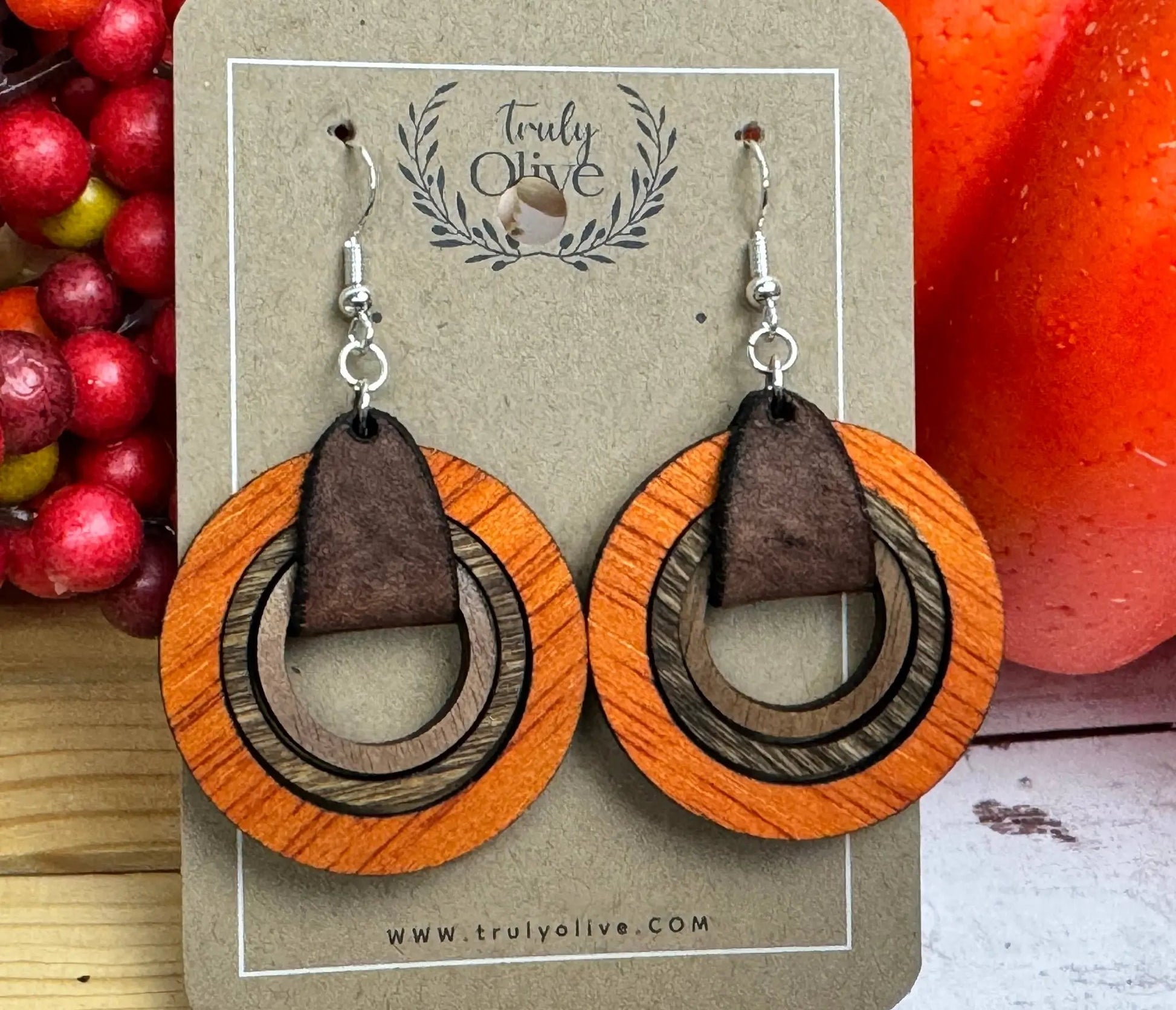 Truly Olive Wood Hoop Earrings - Earrings Dangle Earrings