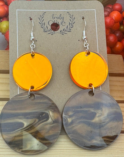 Truly Olive Brown and Orange Fall Dangle Earrings - Earrings Dangle Earrings