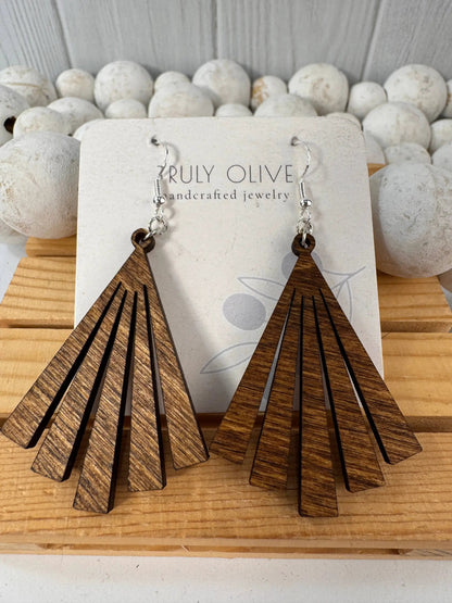 Truly Olive Wood Statement Earrings - Earrings Dangle Earrings