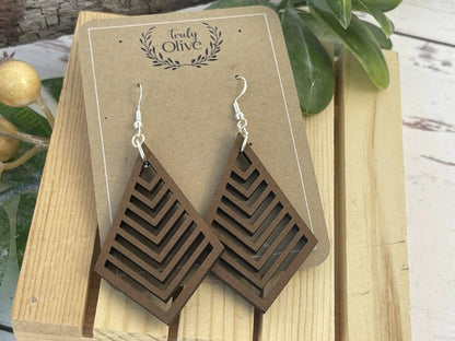 Truly Olive Triangle Wood Earrings Exquisite Unique Accessories - Earrings Dangle Earrings