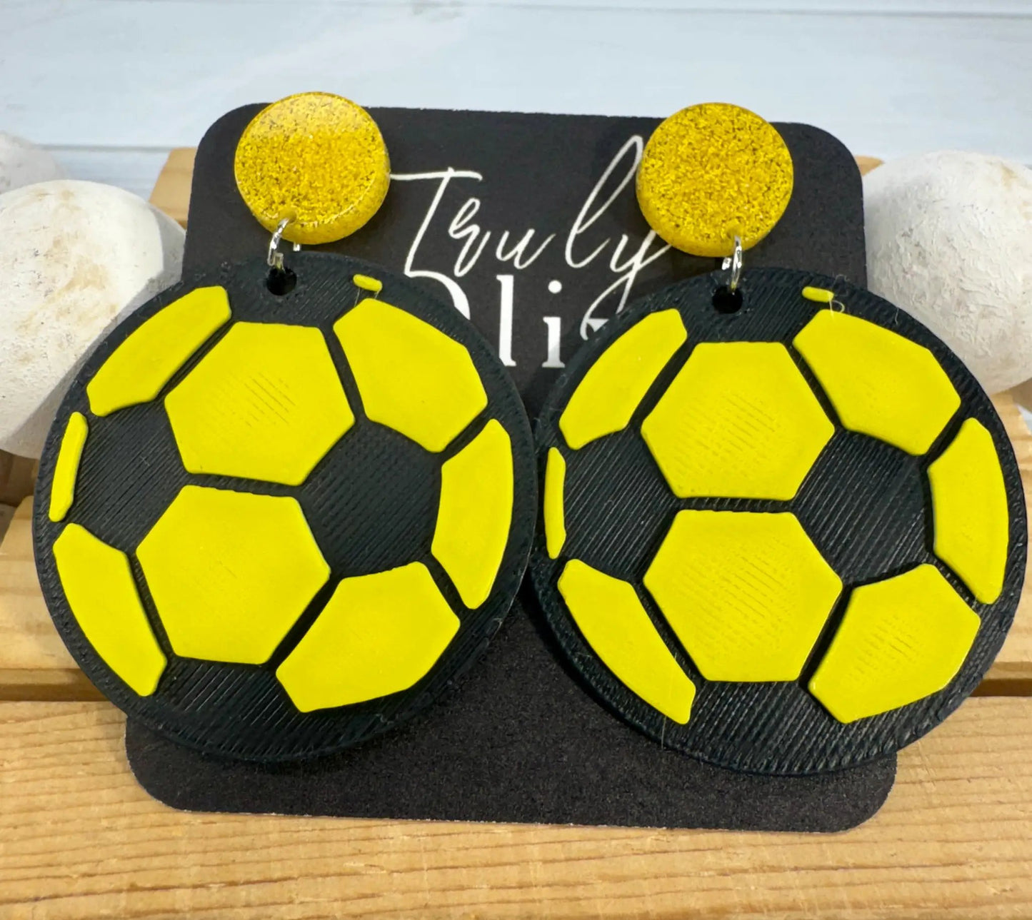 Trulyolive Customizable Soccer Ball Earrings Team Colors - Earrings Stud/Post Earrings