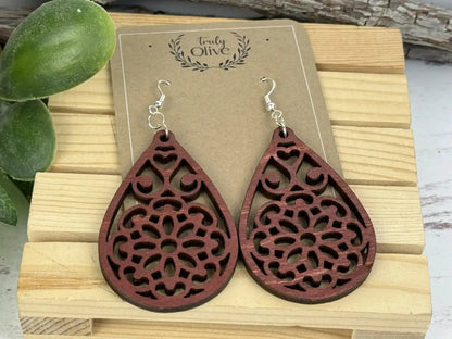 Truly Olive Natural Wooden Earrings - Earrings Dangle Earrings