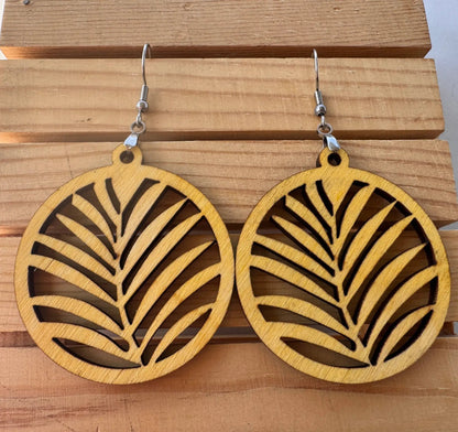 Truly Olive Leaf Shape Wood Dangle Earrings - Earrings Dangle Earrings