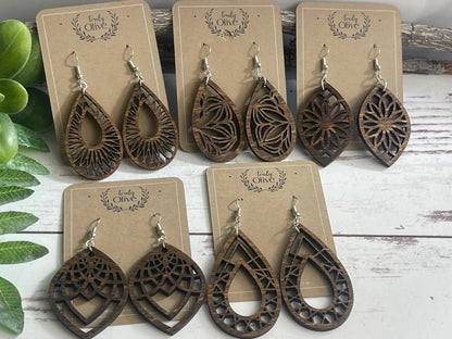 Truly Olive Handmade Filigree Wood Earrings - Earrings Dangle Earrings