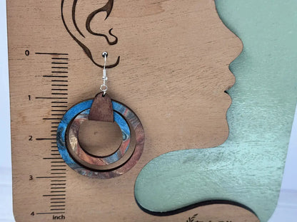 Truly Olive Colorful Blue Statement Hoop Earrings - Earrings Dangle Earrings