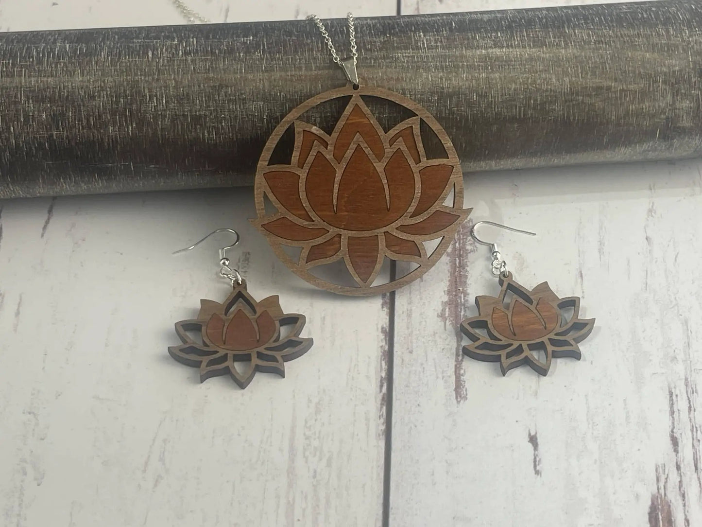 Truly Olive Exquisite Lotus Flower Necklace and Earrings Set - Jewelry Sets Jewelry Set