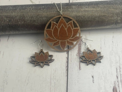 Truly Olive Exquisite Lotus Flower Necklace and Earrings Set - Jewelry Sets Jewelry Set