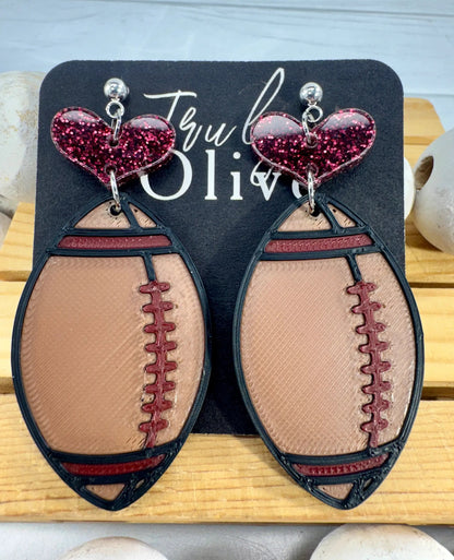Truly Olive Customizable Football Earrings Choose Your Team Colors Game Day Statement Jewelry 2026 - Earrings Dangle Earrings