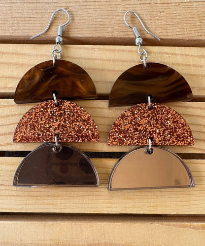 Truly Olive Gorgeous Brown and Rose Gold Dangle Earrings - Earrings Dangle Earrings