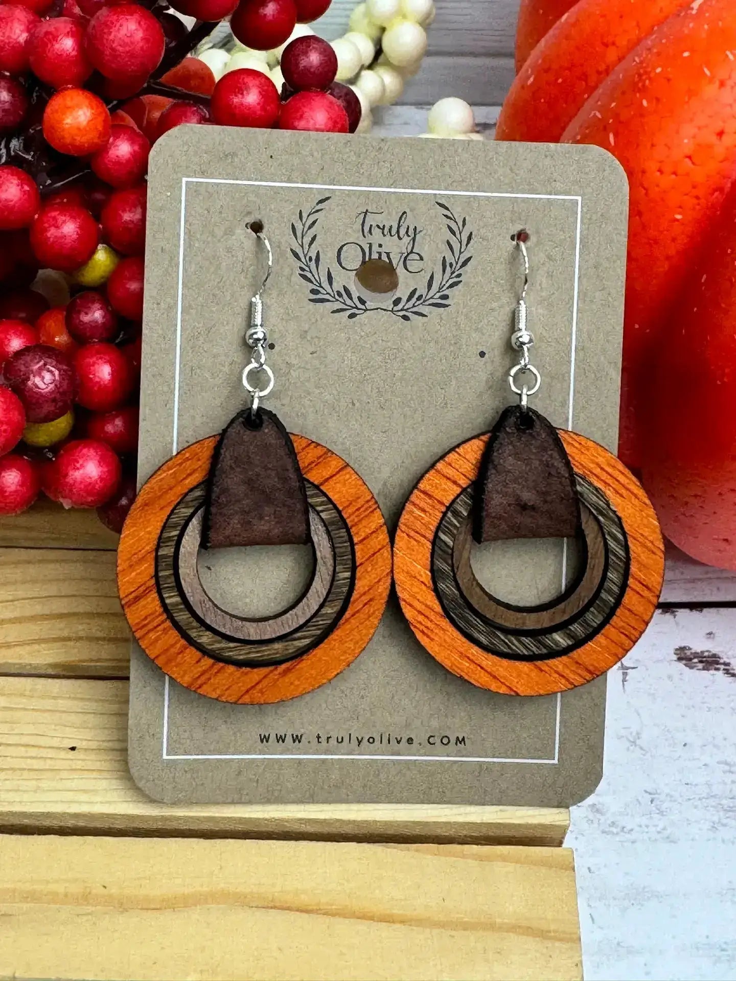 Truly Olive Wood Hoop Earrings - Earrings Dangle Earrings