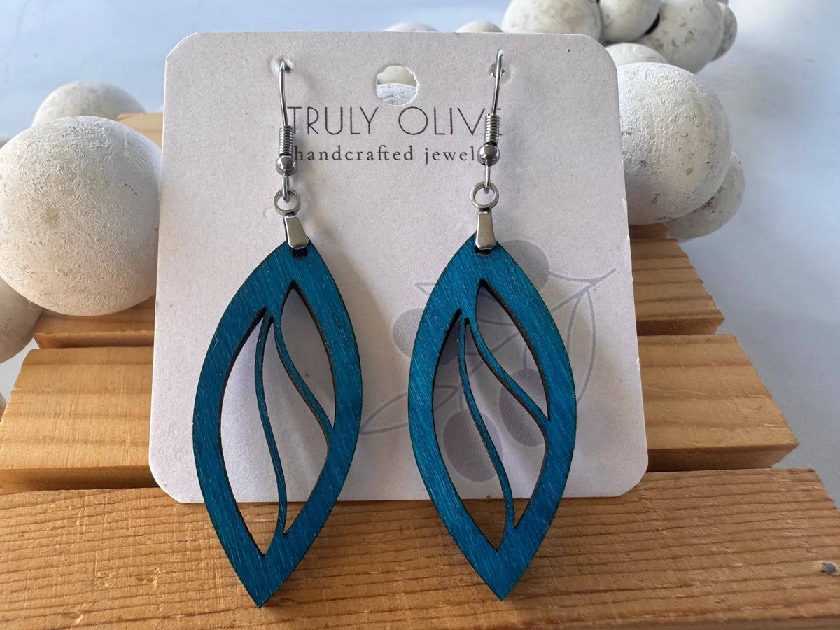 Truly Olive Delicately Crafted Wooden Earrings - Earrings Dangle Earrings