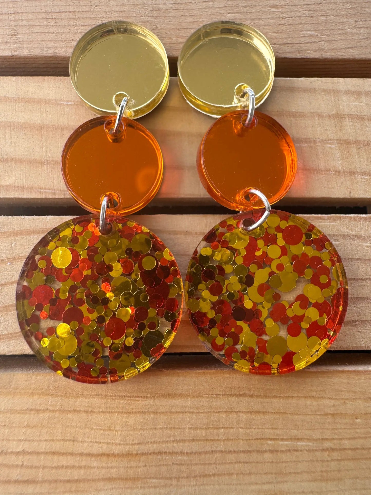 Truly Olive Dazzling Orange and Sparkly Fall Dangle Earrings - Earrings Dangle Earrings