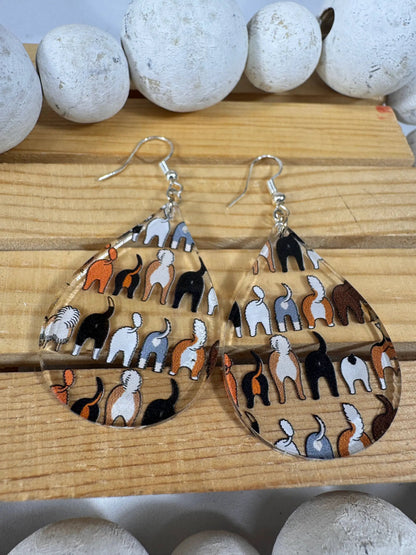 Truly Olive Adorable Acrylic Puppy Dog Butt Earrings - Earrings Dangle Earrings
