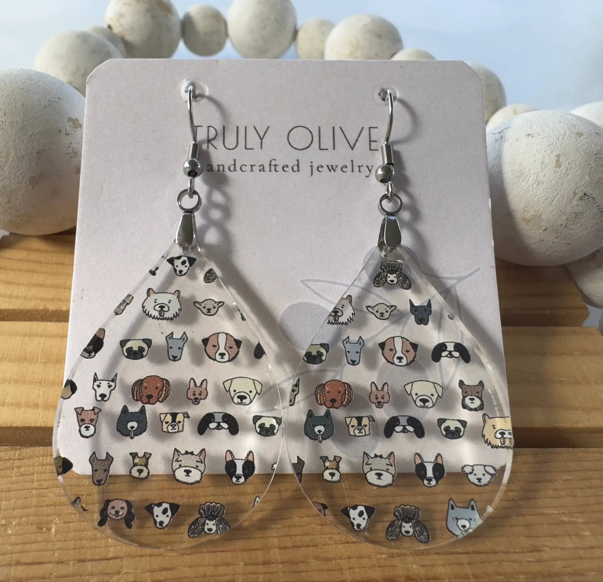 Truly Olive Adorable Acrylic Puppy Dog Face Earrings - Earrings Dangle Earrings