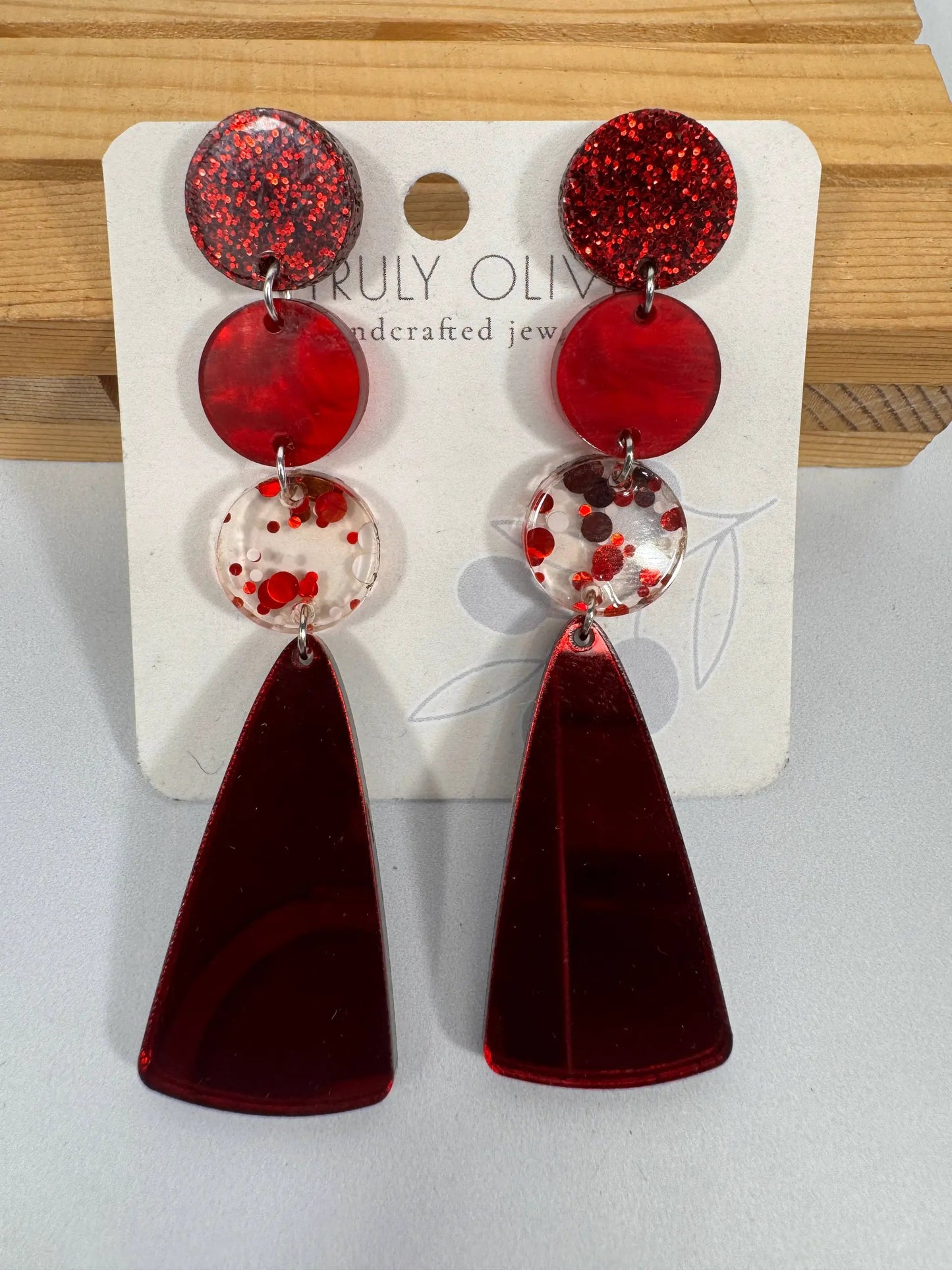 Truly Olive Gorgeous Red Christmas Holiday Dangle Earrings - Earrings Dangle Earrings