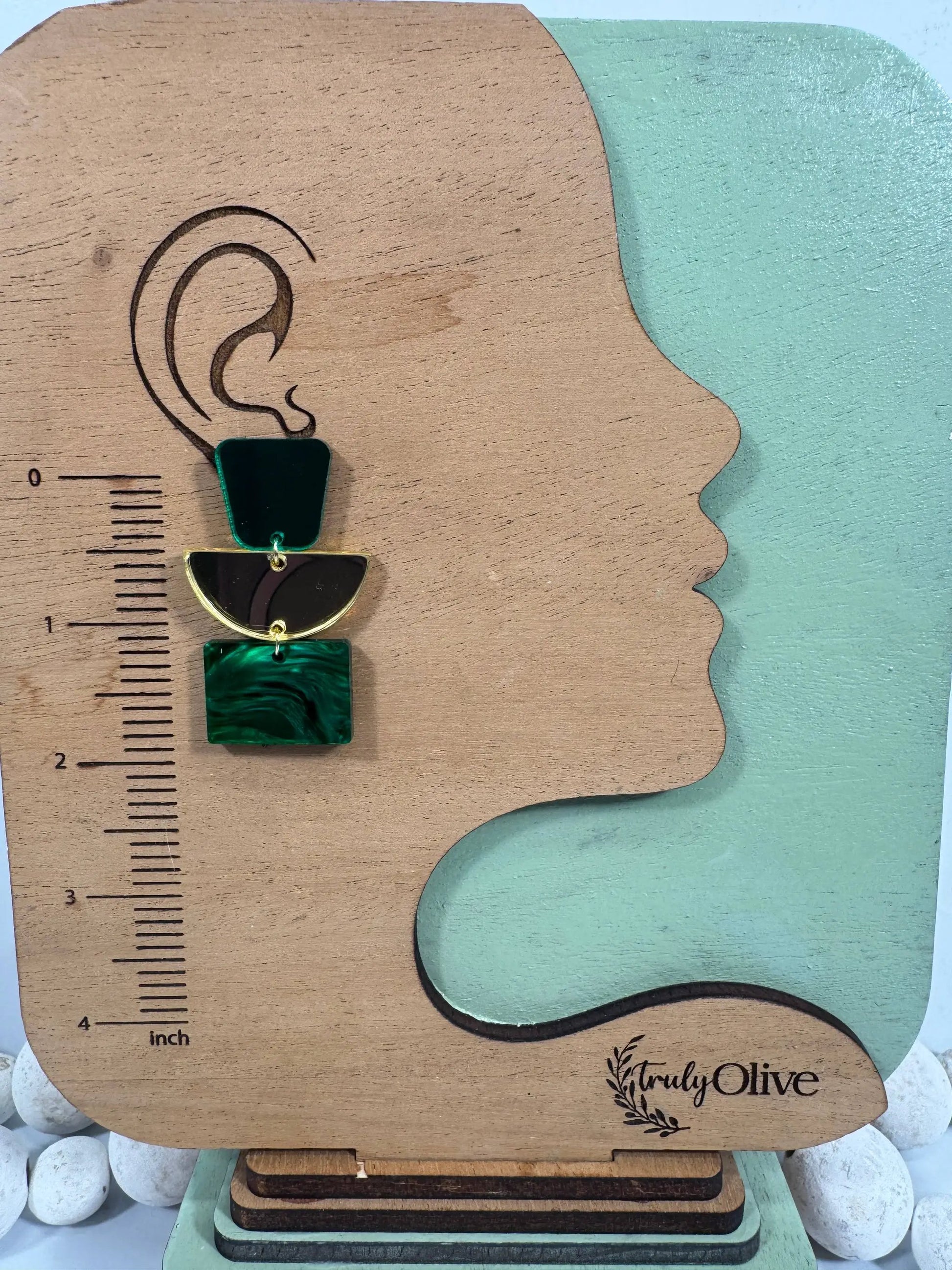 Truly Olive Green and Gold Dazzling Holiday Dangles - Earrings Dangle Earrings