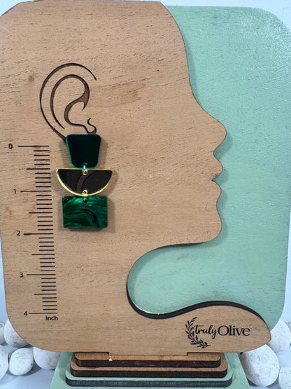 Truly Olive Green and Gold Dazzling Holiday Dangles - Earrings Dangle Earrings