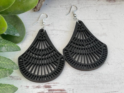 Truly Olive Elegant Shapely Wood Earrings - Earrings Dangle Earrings