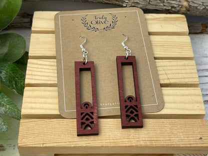Truly Olive Lightweight Ornate Wood Mandala Earrings - Earrings Dangle Earrings