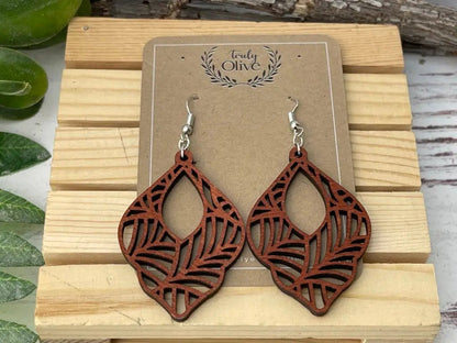 Truly Olive Wood Mandala Earrings Lightweight Wood Earrings For Women - Earrings Dangle Earrings