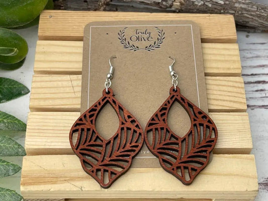 Truly Olive Wood Mandala Earrings Lightweight Wood Earrings For Women - Earrings Dangle Earrings