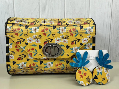 Truly Olive Bright Bloom Wood Clutch Yellow Floral Elegance - Clutch Bags Clutch Bag - Women's