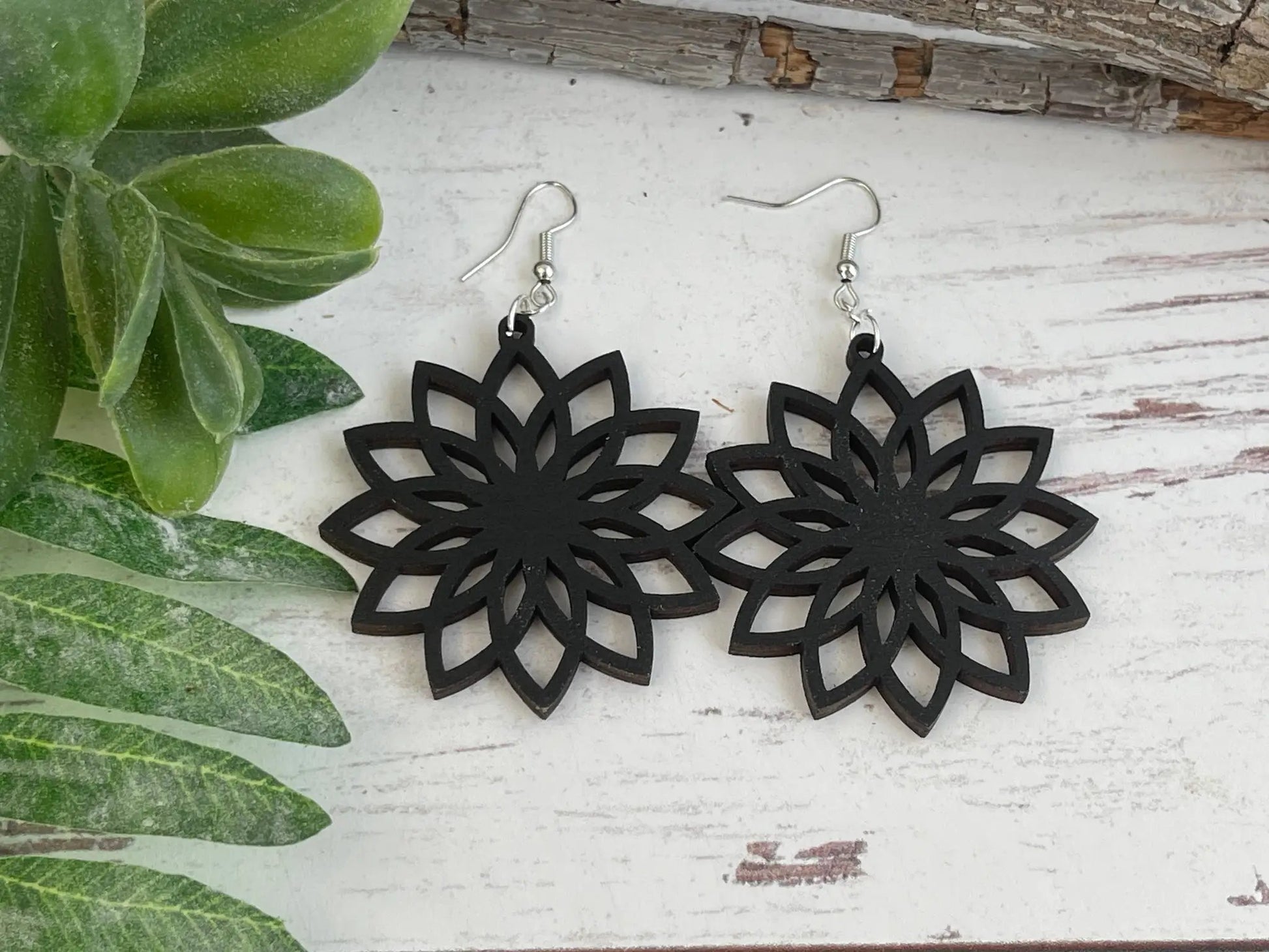 Truly Olive Boho Wooden Earrings - Earrings Dangle Earrings