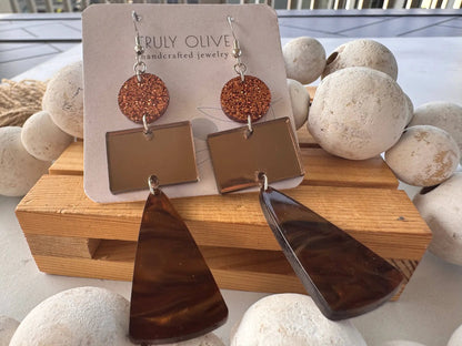 Truly Olive Sparkly Fall Dangle Earrings - Earrings Dangle Earrings