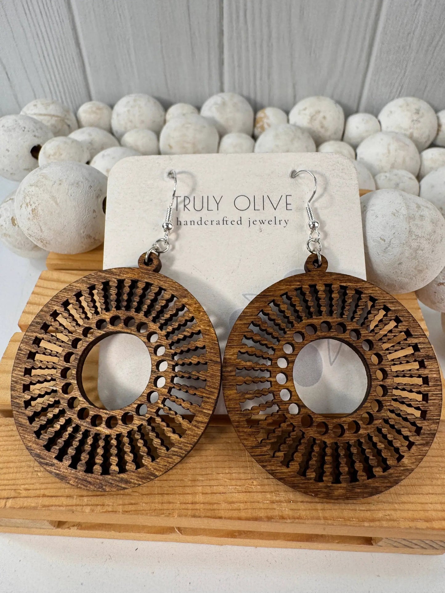 Truly Olive Quality Wood Handcrafted Lightweight Wood Earrings - Earrings Dangle Earrings